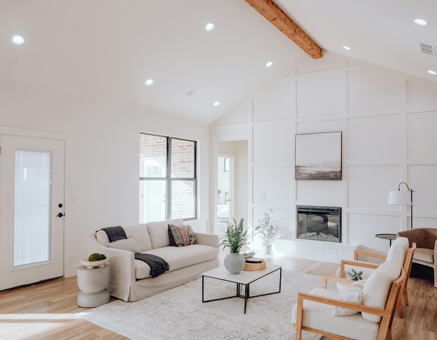 Modern rental property interior with a bright kitchen and dining area