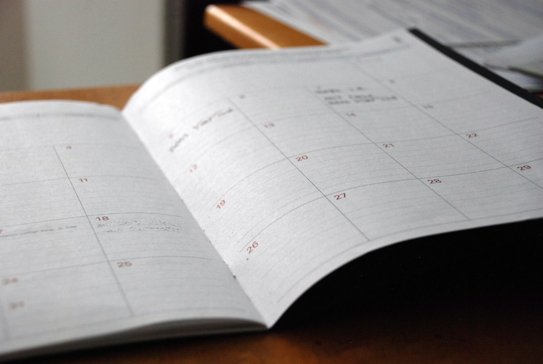 Open calendar planner on a desk